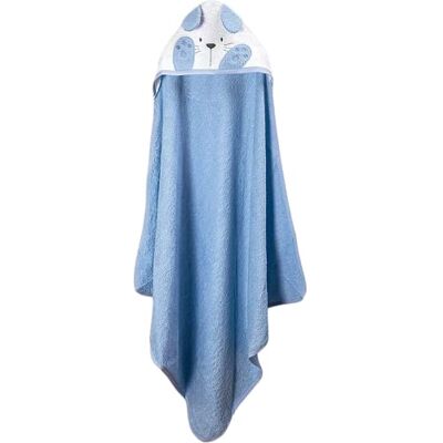 TI-TIN Ti TIN Babybadhandduk, 100 x 100 cm mjuk, bekväm, absorberande badhandduk 90% bomull, 10% polyester frottétyg kaninmönster blå och vit färg 340g/m² TI-TIN Ti TIN Babybadhandduk, 100 x 100 cm mjuk, bekväm, absorberande badhandduk 90% bomull, 10% polyester frottétyg kaninmönster blå och vit färg 340g/m²