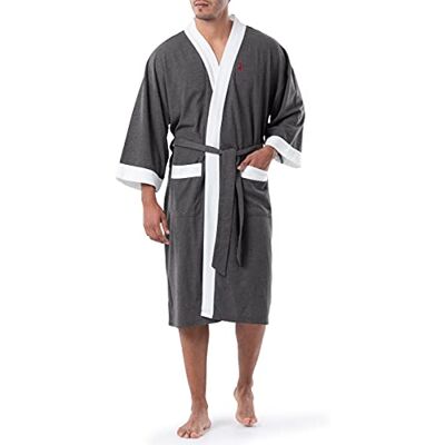 Izod Våffelstickad kimono morgonrock för män, badrock, ljung kol, en storlek Izod Våffelstickad kimono morgonrock för män, badrock, ljung kol, en storlek