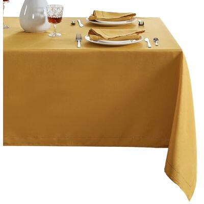 Elrene Home Fashions Alison öljett kantdesign tyg bordsduk, 152 cm x 213 cm rektangel, guldgul Elrene Home Fashions Alison öljett kantdesign tyg bordsduk, 152 cm x 213 cm rektangel, guldgul