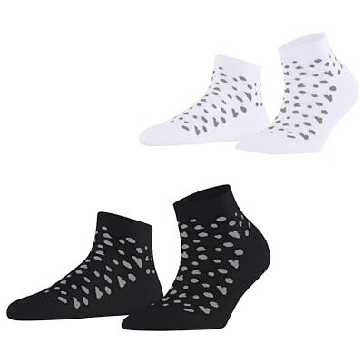 ESPRIT Damsneakerstrumpor Playful Hearts 2-pack W Sn bomull kort mönstrad 2 par, flerfärgad svart vit 0050, 35-38 ESPRIT Damsneakerstrumpor Playful Hearts 2-pack W Sn bomull kort mönstrad 2 par, flerfärgad svart vit 0050, 35-38
