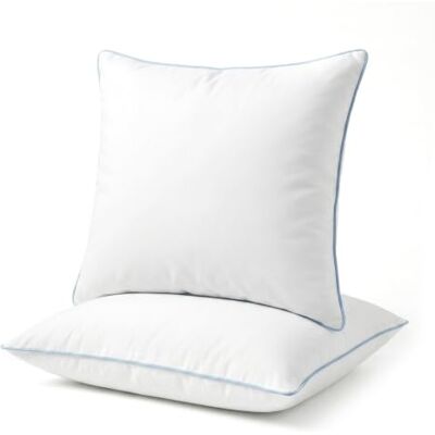 COSYLAND Sängkudde 60 x 60 cm 2-pack, sängkudde med 100% bomull överdrag, dun-alternativ fyllning, mjuk och stödjande, maskintvättbar, sovkudde med blå piping COSYLAND Sängkudde 60 x 60 cm 2-pack, sängkudde med 100% bomull överdrag, dun-alternativ fyllning, mjuk och stödjande, maskintvättbar, sovkudde med blå piping