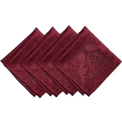 Elrene Damast tygservetter, polyester, tranbär, 43 cm x 43 cm (set med 4) Elrene Damast tygservetter, polyester, tranbär, 43 cm x 43 cm (set med 4)