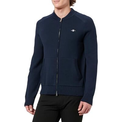 GANT Casual bomull dragkedja bomberkofta, Kvällsblå, M GANT Casual bomull dragkedja bomberkofta, Kvällsblå, M