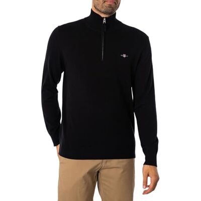 GANT Classic Cotton halv dragkedja, svart, XL GANT Classic Cotton halv dragkedja, svart, XL