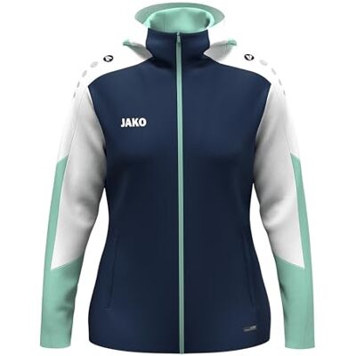 JAKO Damjacka med dynamisk huva, marinblå/vit/mint, S JAKO Damjacka med dynamisk huva, marinblå/vit/mint, S