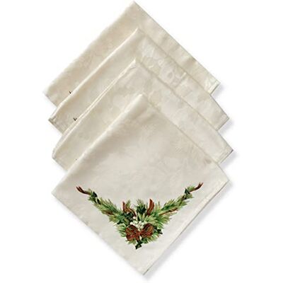 Benson Mills julband konstruerade tryckta tygservetter till jul, vinter och semester bordsdukar (48 cm x 48 cm servetter uppsättning med 4, julband) Benson Mills julband konstruerade tryckta tygservetter till jul, vinter och semester bordsdukar (48 cm x 48 cm servetter uppsättning med 4, julband)