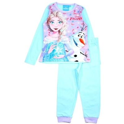 Disney Bomullspyjamas för flickor Snödrottningen, bekväm och gosig klädsel, Elsa och Anna design för natten, Färg: blå, 6 �r Disney Bomullspyjamas för flickor Snödrottningen, bekväm och gosig klädsel, Elsa och Anna design för natten, Färg: blå, 6 �r