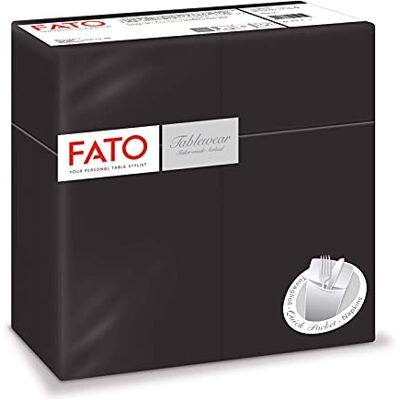 FATO Servetter av torrpapper, Airlaid, med bestickficka, Tyg effekt, 50 servetter i storlek 40 x 40, Färg Svart FATO Servetter av torrpapper, Airlaid, med bestickficka, Tyg effekt, 50 servetter i storlek 40 x 40, Färg Svart