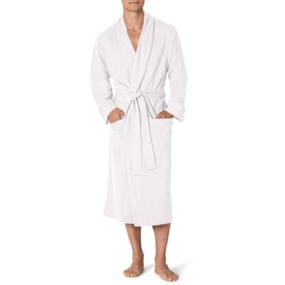 Amazon Essentials Vit XL-XXL lättvikts waffle pique badrock Amazon Essentials Vit XL-XXL lättvikts waffle pique badrock