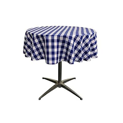 LA Linen Poly rutig rund bordsduk, 58 tum, kungsblå/vit LA Linen Poly rutig rund bordsduk, 58 tum, kungsblå/vit