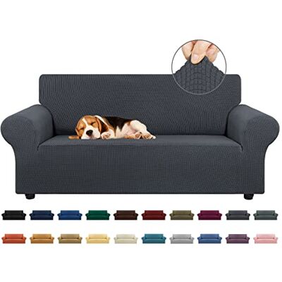 KEKUOU Stretch Loveseat sofföverdrag överdrag, sofföverdrag för 2 kuddar soffa (140 cm – 200 cm) möbelskydd soffa med elastisk botten för barn, hund. Jacquard liten rutig (medium, kol) KEKUOU Stretch Loveseat sofföverdrag överdrag, sofföverdrag för 2 kuddar soffa (140 cm – 200 cm) möbelskydd soffa med elastisk botten för barn, hund. Jacquard liten rutig (medium, kol)