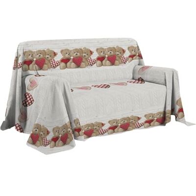 PENSIERI DELICATI Sofföverdrag 250 x 290 cm tillverkat i Italien, heltäckande överdrag i 100% ren bomull, mönster röda björnar, perfekt som heminredning, sängöverdrag eller sommartäcke (2 rutor) PENSIERI DELICATI Sofföverdrag 250 x 290 cm tillverkat i Italien, heltäckande överdrag i 100% ren bomull, mönster röda björnar, perfekt som heminredning, sängöverdrag eller sommartäcke (2 rutor)