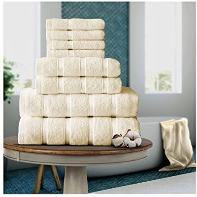 FAIRWAYUK 8-delars handduksset för badrum, ultramjuk vattenabsorberande handduk av högsta kvalitet, 100% egyptisk bomull, 4 x ansikte 2 x hand 2 x badhanddukar, kräm FAIRWAYUK 8-delars handduksset för badrum, ultramjuk vattenabsorberande handduk av högsta kvalitet, 100% egyptisk bomull, 4 x ansikte 2 x hand 2 x badhanddukar, kräm