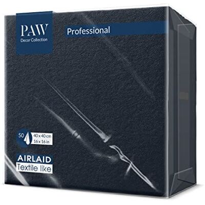PAW Decor Collection PAW – Airlaid servetter (40 x 40 cm) I 50 stycken I enfärgad I tygliknande I elegant bordsdekoration I HoReCa I för viktiga tillfällen som bröllop, fester, jul I Unicolor: Svart PAW Decor Collection PAW – Airlaid servetter (40 x 40 cm) I 50 stycken I enfärgad I tygliknande I elegant bordsdekoration I HoReCa I för viktiga tillfällen som bröllop, fester, jul I Unicolor: Svart