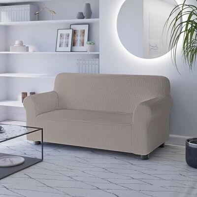 Italian Bed Linen LESLIE stretchigt och töjbart sofföverdrag, 2-sitsigt brungrå Italian Bed Linen LESLIE stretchigt och töjbart sofföverdrag, 2-sitsigt brungrå