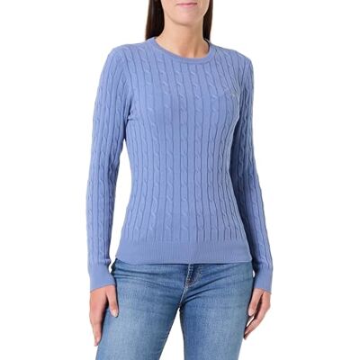 GANT stretch bomull kabel C-hals, Greyish Blue, XS GANT stretch bomull kabel C-hals, Greyish Blue, XS