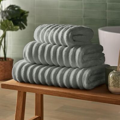 Silentnight ribbat bomullsbadlakan – lyxigt mjuk och superabsorberande djup tjock lugg handduk – 100% bomull BCI – texturerat tätt ribbat badlakan – 160 x 90 cm – maskintvättbart, grå Silentnight ribbat bomullsbadlakan – lyxigt mjuk och superabsorberande djup tjock lugg handduk – 100% bomull BCI – texturerat tätt ribbat badlakan – 160 x 90 cm – maskintvättbart, grå
