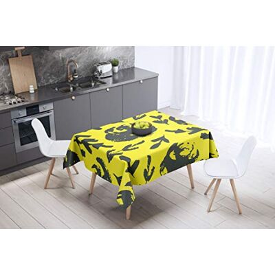 Bonamaison köksdekoration, bordsduk, lila, svart, 140 x 140 cm – designad och tillverkad i Turkiet Bonamaison köksdekoration, bordsduk, lila, svart, 140 x 140 cm – designad och tillverkad i Turkiet