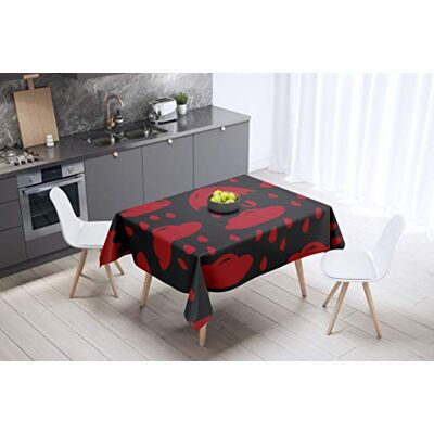 Bonamaison köksdekoration, bordsduk, lila, svart, 140 x 140 cm – designad och tillverkad i Turkiet Bonamaison köksdekoration, bordsduk, lila, svart, 140 x 140 cm – designad och tillverkad i Turkiet
