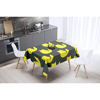 Bonamaison köksdekoration, bordsduk, lila, svart, 140 x 140 cm – designad och tillverkad i Turkiet Bonamaison köksdekoration, bordsduk, lila, svart, 140 x 140 cm – designad och tillverkad i Turkiet