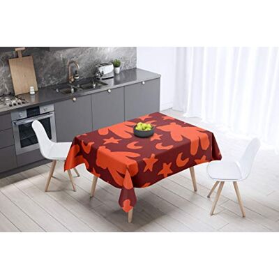 Bonamaison köksdekoration, bordsduk, lila, svart, 140 x 140 cm – designad och tillverkad i Turkiet Bonamaison köksdekoration, bordsduk, lila, svart, 140 x 140 cm – designad och tillverkad i Turkiet