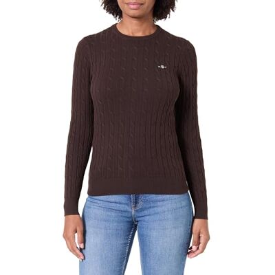 GANT stretch bomull kabel C-hals, Djup brun, M GANT stretch bomull kabel C-hals, Djup brun, M