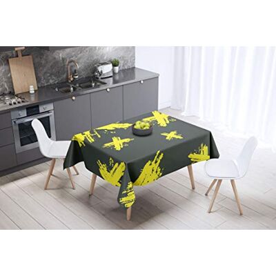 Bonamaison köksdekoration, bordsduk, lila, svart, 140 x 140 cm – designad och tillverkad i Turkiet Bonamaison köksdekoration, bordsduk, lila, svart, 140 x 140 cm – designad och tillverkad i Turkiet