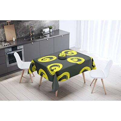 Bonamaison köksdekoration, bordsduk, lila, svart, 140 x 140 cm – designad och tillverkad i Turkiet Bonamaison köksdekoration, bordsduk, lila, svart, 140 x 140 cm – designad och tillverkad i Turkiet