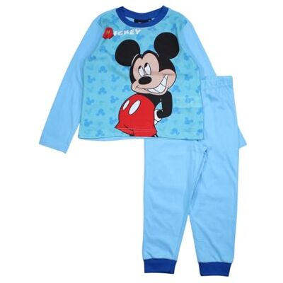 Disney Pyjamas i bomull för pojkar, Musse Pigg, bekväm och elegant för vinternätter, Mickey design, Färg: blå, 5 �r Disney Pyjamas i bomull för pojkar, Musse Pigg, bekväm och elegant för vinternätter, Mickey design, Färg: blå, 5 �r