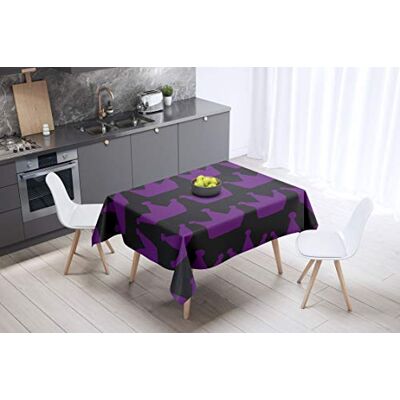 Bonamaison Köksdekoration, bordsduk, lila, svart, 140 x 140 cm designad och tillverkad i Turkiet Bonamaison Köksdekoration, bordsduk, lila, svart, 140 x 140 cm designad och tillverkad i Turkiet
