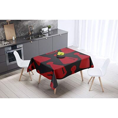 Bonamaison köksdekoration, bordsduk, lila, svart, 140 x 140 cm – designad och tillverkad i Turkiet Bonamaison köksdekoration, bordsduk, lila, svart, 140 x 140 cm – designad och tillverkad i Turkiet
