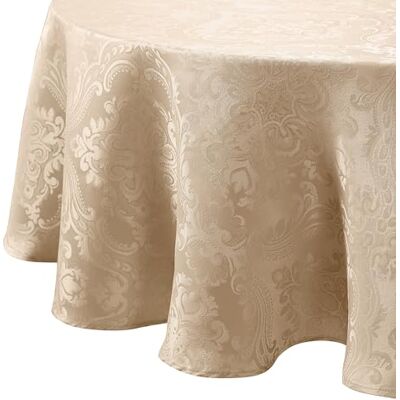 Elrene Damast bordsduk, polyester, brungrå, 238 cm rund Elrene Damast bordsduk, polyester, brungrå, 238 cm rund