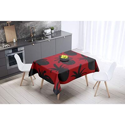 Bonamaison köksdekoration, bordsduk, lila, svart, 140 x 140 cm – designad och tillverkad i Turkiet Bonamaison köksdekoration, bordsduk, lila, svart, 140 x 140 cm – designad och tillverkad i Turkiet