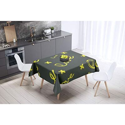 Bonamaison köksdekoration, bordsduk, lila, svart, 140 x 140 cm – designad och tillverkad i Turkiet Bonamaison köksdekoration, bordsduk, lila, svart, 140 x 140 cm – designad och tillverkad i Turkiet