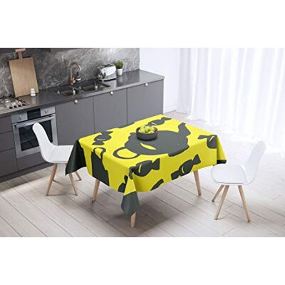 Bonamaison köksdekoration, bordsduk, lila, svart, 140 x 140 cm – designad och tillverkad i Turkiet Bonamaison köksdekoration, bordsduk, lila, svart, 140 x 140 cm – designad och tillverkad i Turkiet