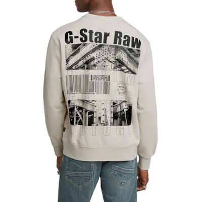 G-STAR RAW Herr Substance Back Storlek Relaxed R Sw Sweatshirt, Vit (Whitebait D26278-d257-1603), XL G-STAR RAW Herr Substance Back Storlek Relaxed R Sw Sweatshirt, Vit (Whitebait D26278-d257-1603), XL