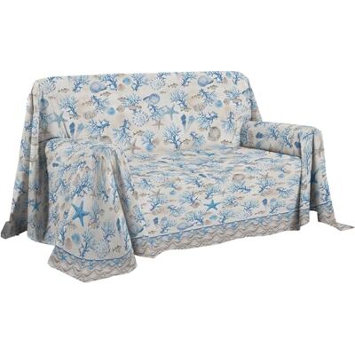PENSIERI DELICATI Sofföverdrag 250 x 290 cm tillverkat i Italien, heltäckande överdrag i 100% ren bomull, ljusblå marinmönster, perfekt som heminredning, sängöverdrag eller sommaröverkast (2 rutor) PENSIERI DELICATI Sofföverdrag 250 x 290 cm tillverkat i Italien, heltäckande överdrag i 100% ren bomull, ljusblå marinmönster, perfekt som heminredning, sängöverdrag eller sommaröverkast (2 rutor)