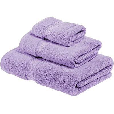 Superior 900 gram 100% premium långklamrad bomull 3-delad handduksset, lila Superior 900 gram 100% premium långklamrad bomull 3-delad handduksset, lila