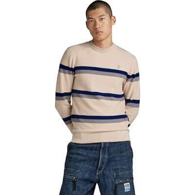 G-STAR RAW Stripe r Knit, Beige (Whitebait D24378-d563-1603), S G-STAR RAW Stripe r Knit, Beige (Whitebait D24378-d563-1603), S