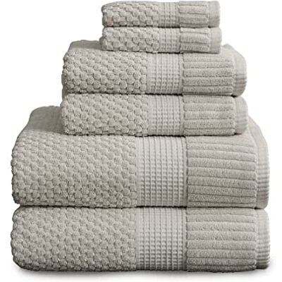 NY Loft 100% bomullshandduks set i 6 delar Supermjuk och absorberande snabbtorkande 2 badhanddukar 2 handdukar och 2 tvättlappar texturerad och hållbar bomull Treenighetskollektion (6-delat NY Loft 100% bomullshandduks set i 6 delar Supermjuk och absorberande snabbtorkande 2 badhanddukar 2 handdukar och 2 tvättlappar texturerad och hållbar bomull Treenighetskollektion (6-delat