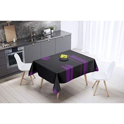 Bonamaison Köksdekoration, bordsduk, lila, svart, 140 x 140 cm designad och tillverkad i Turkiet Bonamaison Köksdekoration, bordsduk, lila, svart, 140 x 140 cm designad och tillverkad i Turkiet