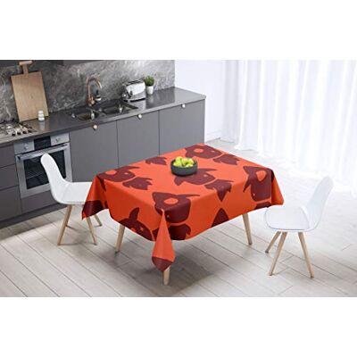 Bonamaison köksdekoration, bordsduk, lila, svart, 140 x 140 cm – designad och tillverkad i Turkiet Bonamaison köksdekoration, bordsduk, lila, svart, 140 x 140 cm – designad och tillverkad i Turkiet
