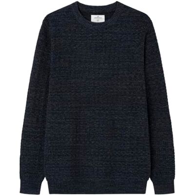 Springfield Överväg PRETWISTED Structure Pullover 5GG med dekorativ lappetikett, Marinblå, M Springfield Överväg PRETWISTED Structure Pullover 5GG med dekorativ lappetikett, Marinblå, M