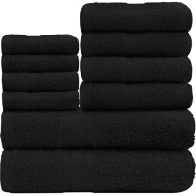 GC GAVENO CAVAILIA mjuka handdukar – 10 delar badrumshanddukar set – högkvalitativ vattenabsorberande handduk, 4 ansikte 4 hand 2 badhandduk, 450 GSM tvättbara handduksset, svart, 553014 GC GAVENO CAVAILIA mjuka handdukar – 10 delar badrumshanddukar set – högkvalitativ vattenabsorberande handduk, 4 ansikte 4 hand 2 badhandduk, 450 GSM tvättbara handduksset, svart, 553014