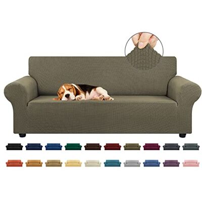 KEKUOU Stretch sofföverdrag, sofföverdrag för 3 kuddar soffa (200 – 238 cm) möbelskydd 3-sits soffa med elastisk botten för barn, hund, Jacquard liten rutig (stor, kaki) KEKUOU Stretch sofföverdrag, sofföverdrag för 3 kuddar soffa (200 – 238 cm) möbelskydd 3-sits soffa med elastisk botten för barn, hund, Jacquard liten rutig (stor, kaki)