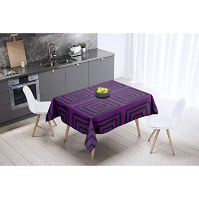 Bonamaison köksdekoration, bordsduk, lila, svart, 140 x 140 cm – designad och tillverkad i Turkiet Bonamaison köksdekoration, bordsduk, lila, svart, 140 x 140 cm – designad och tillverkad i Turkiet