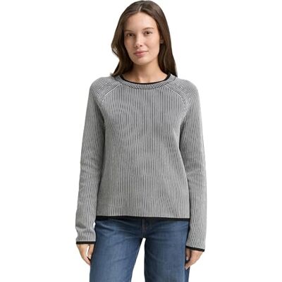 TOM TAILOR damtröja, 39245 – svart vit rutig stickad, XXL TOM TAILOR damtröja, 39245 – svart vit rutig stickad, XXL