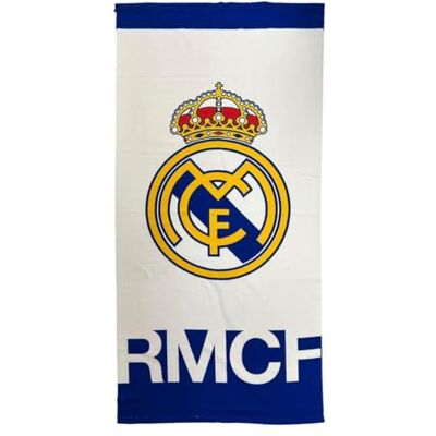 CERDÁ LIFE'S LITTLE MOMENTS Real Madrid handduk Officiell handduk med exklusiv design, sköld och klubbfärger, perfekt för strand, pool, bad eller sport, praktiskt tillbehör för fotbollsfans CERDÁ LIFE'S LITTLE MOMENTS Real Madrid handduk Officiell handduk med exklusiv design, sköld och klubbfärger, perfekt för strand, pool, bad eller sport, praktiskt tillbehör för fotbollsfans