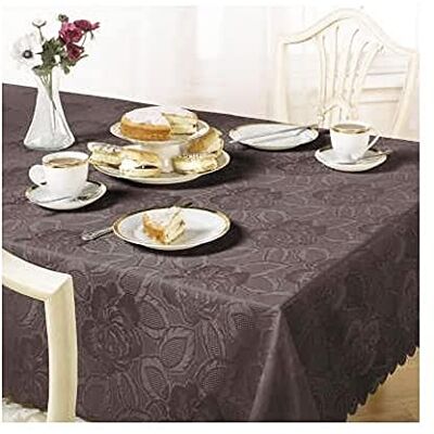 Emma Barclay Damask Rose – Jacquard bordsduk i choklad – 60 x 84 (152 x 213 cm) oval Emma Barclay Damask Rose – Jacquard bordsduk i choklad – 60 x 84 (152 x 213 cm) oval
