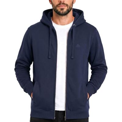 Iron Mountain Herr Reclaimed garn Eco Friendly Anti-Pil flexibel bekväm mjuk fleece topp med huva, marinblå, 2XL Iron Mountain Herr Reclaimed garn Eco Friendly Anti-Pil flexibel bekväm mjuk fleece topp med huva, marinblå, 2XL